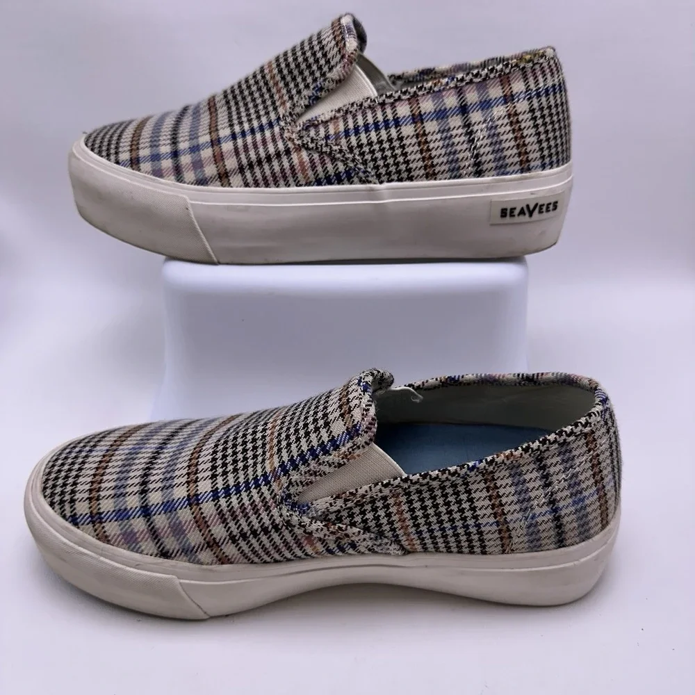SeaVees Plaid Baja Canvas Slip-On Platform Women US 8.5 Flannel Slip On